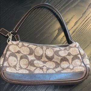 brown and cream coach mini purse